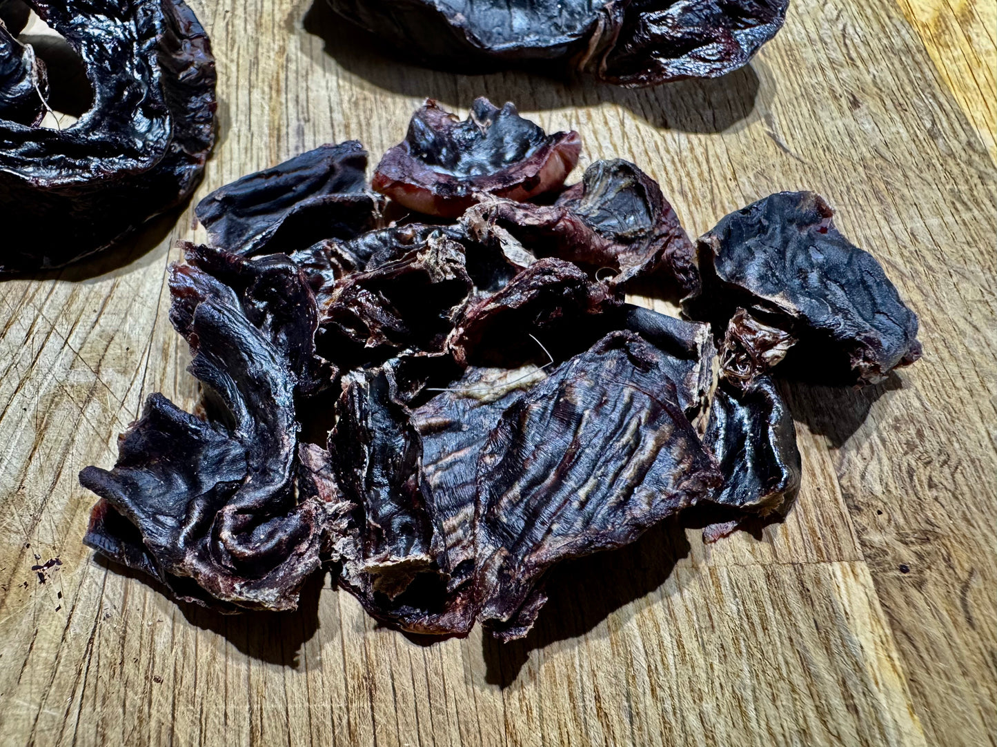 100% natural dehydrated Scottish venison heart training treats.