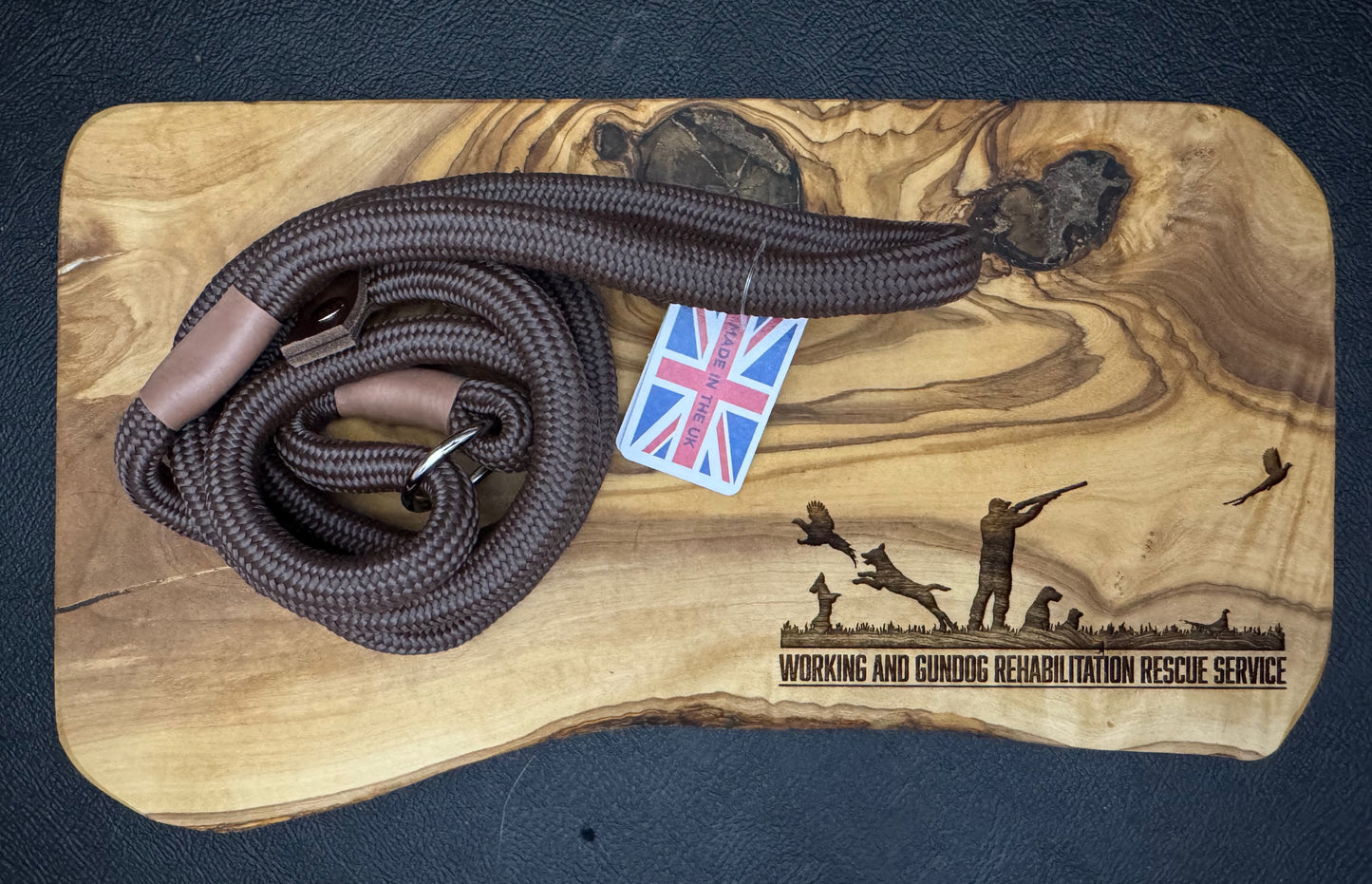 Braided lead with leather stopper (1.2m)