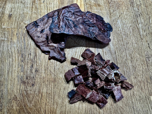 100% natural dehydrated Scottish venison  lung training treats.