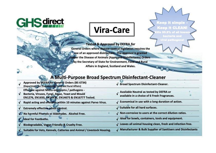 GHS direct Vira-care Disinfectant 1 litre bottle